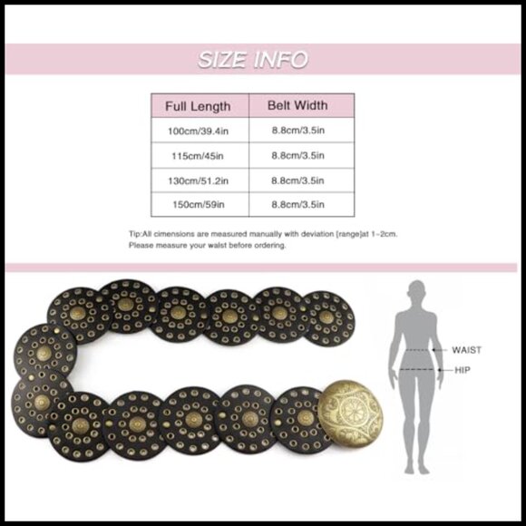 Wide Disc Link Belt Boho Western Waist Belt for Dresses Jeans Casual Wear main image 6